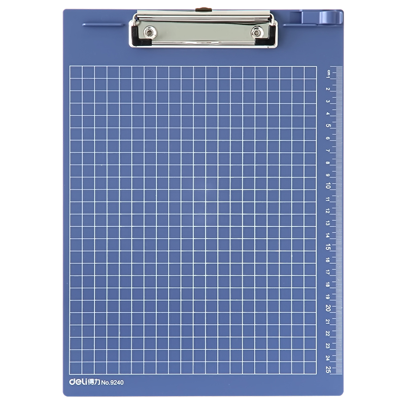 得力（deli）板夹 原木-塑料文件夹书写垫板折页板夹 办公用品 9240（A4带刻度平夹深蓝色）